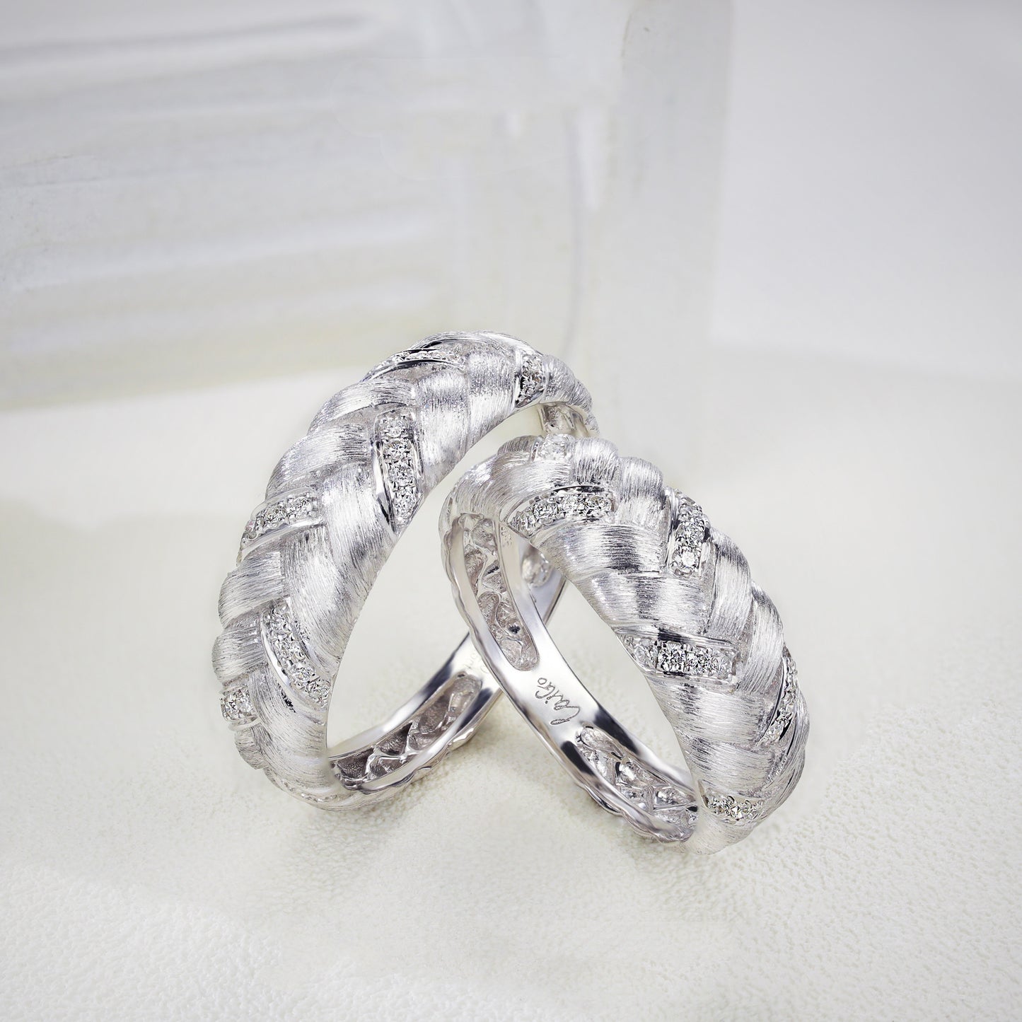 Braided Elegance Diamond Brushed Ring