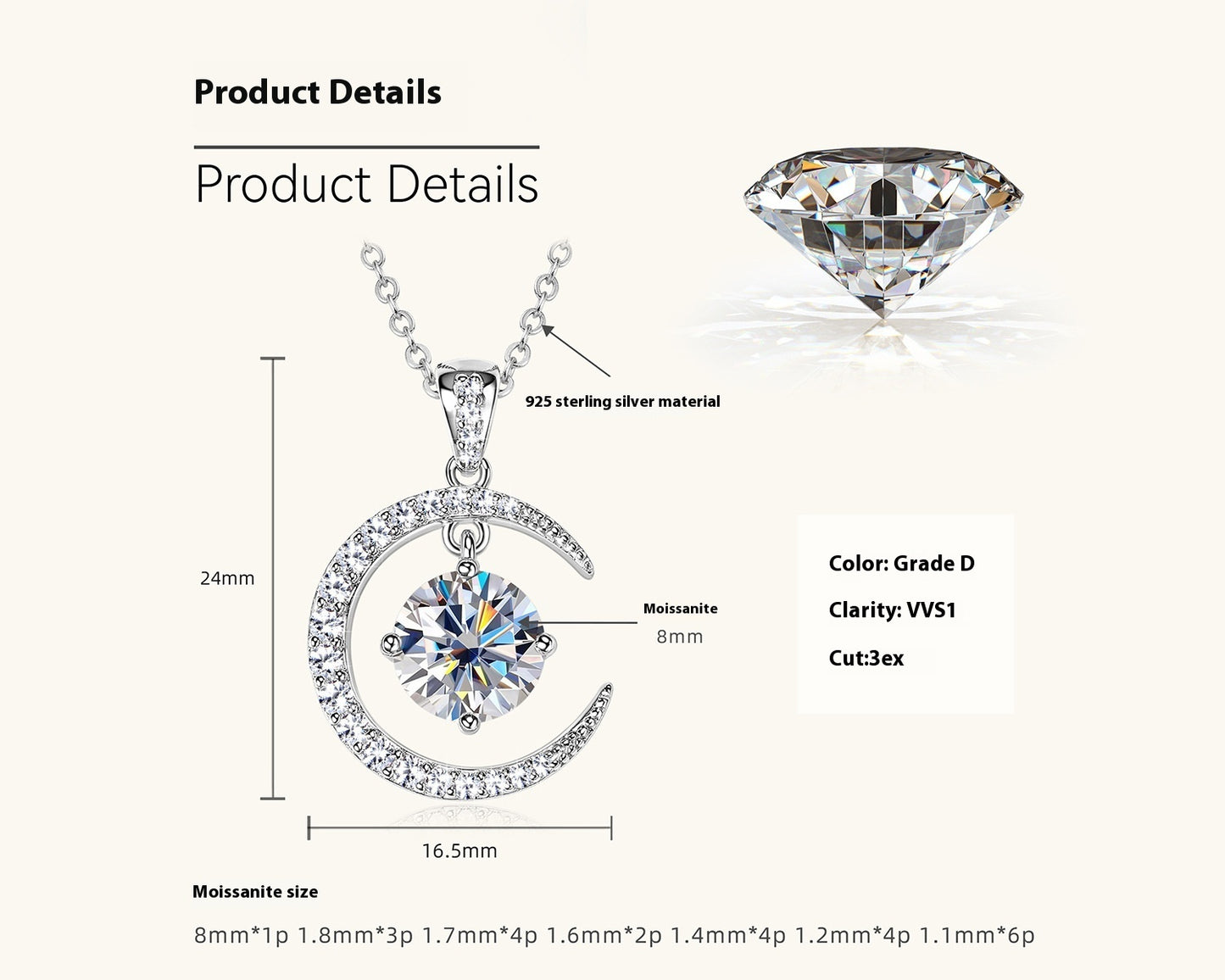 Lunar Grace Moissanite Pendant Necklace