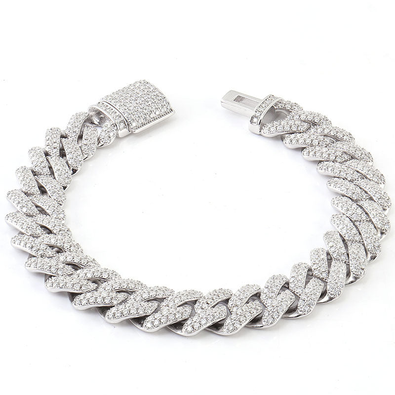 Diamond Blaze Silver Buckle Chain Bracelet