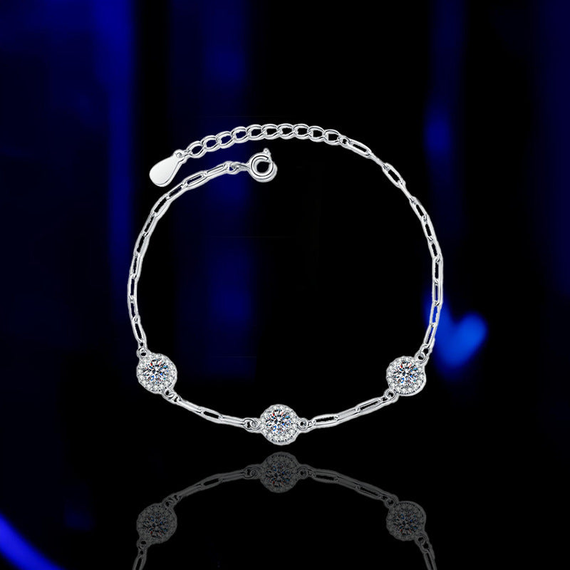 Triple Glow Silver Diamond Bracelet