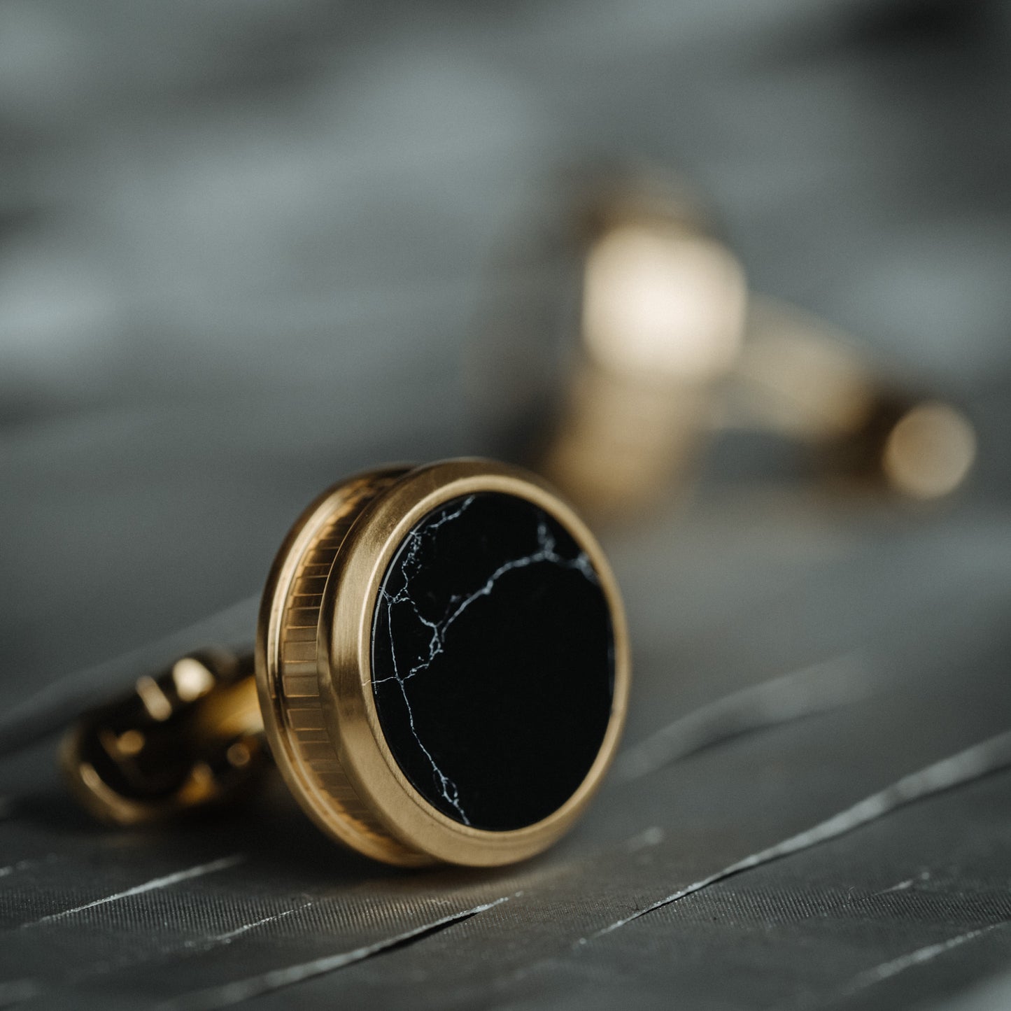 Elegance in Motion - Black Marble Cuff Links