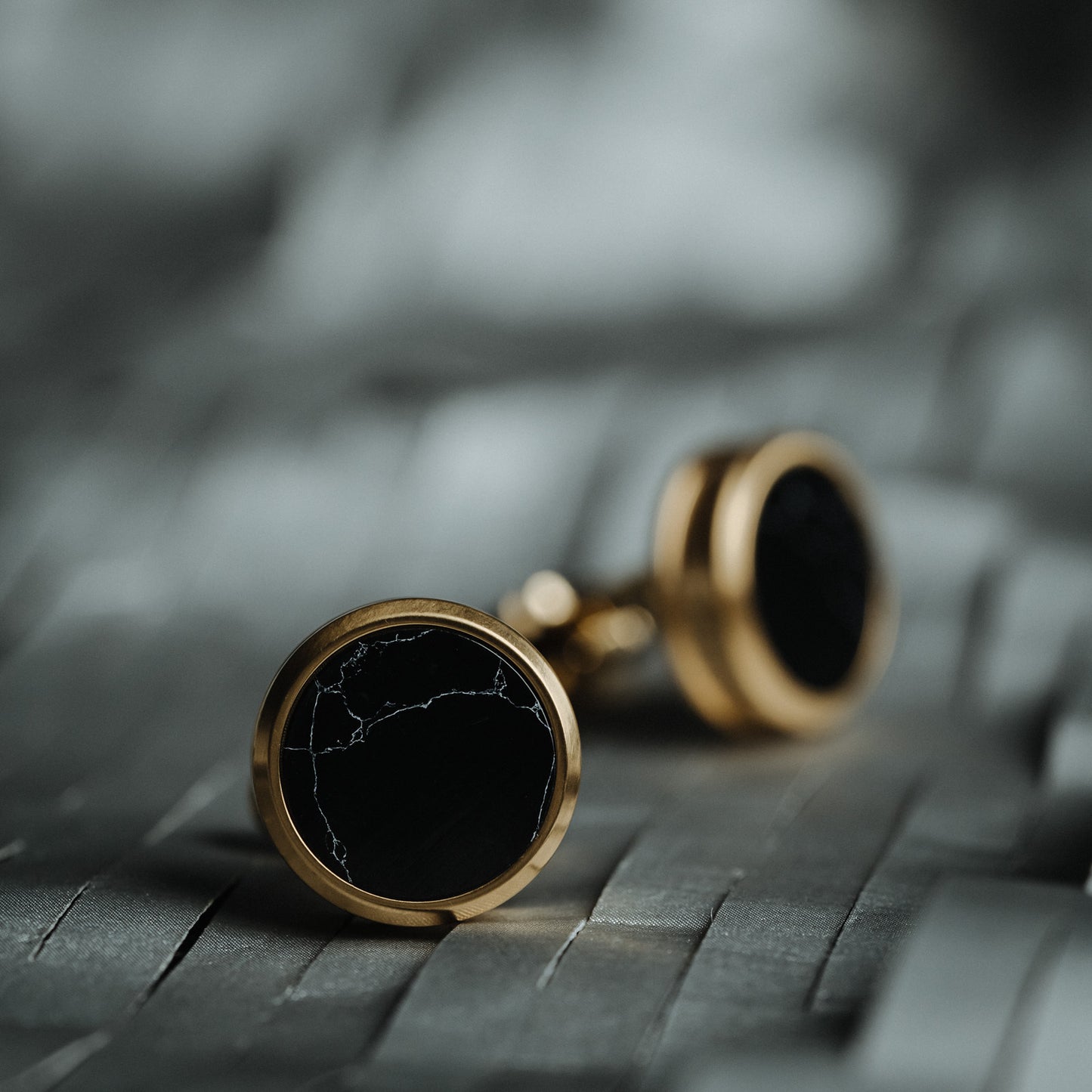 Elegance in Motion - Black Marble Cuff Links