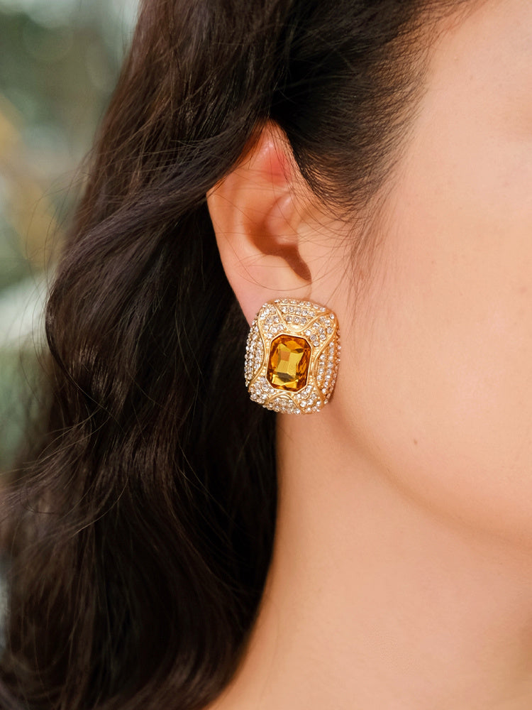 Everlasting Elegance Citrine Zircon Diamond Earrings