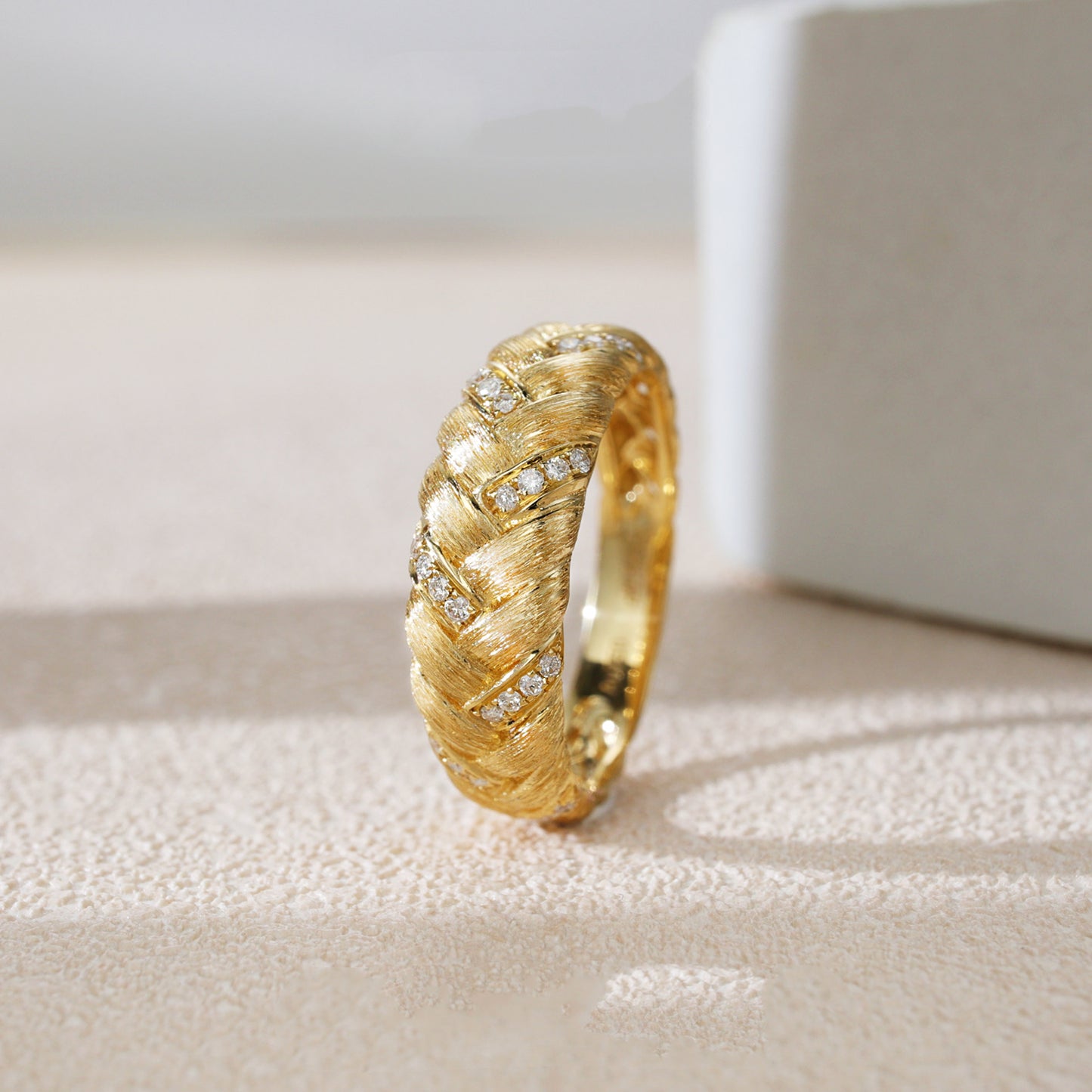 Braided Elegance Diamond Brushed Ring