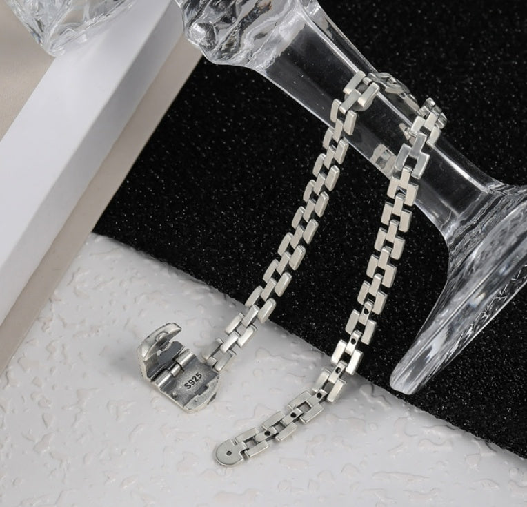 Crown Buckle Diamond Silver Bracelet
