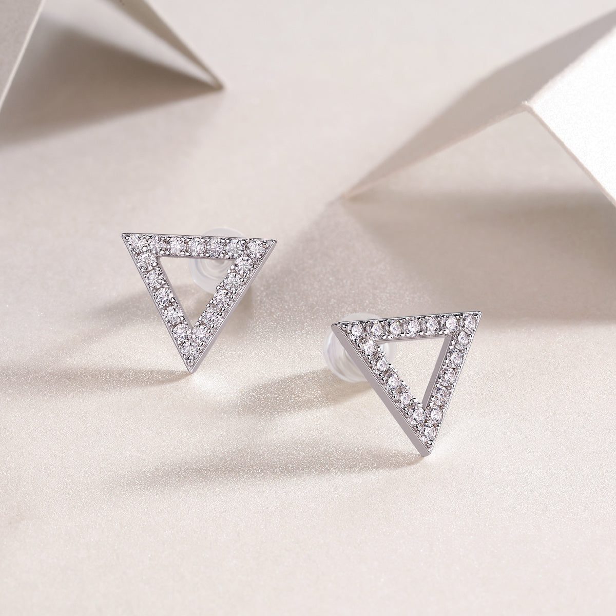 Ascendant Pyramid Diamond Silver Earrings