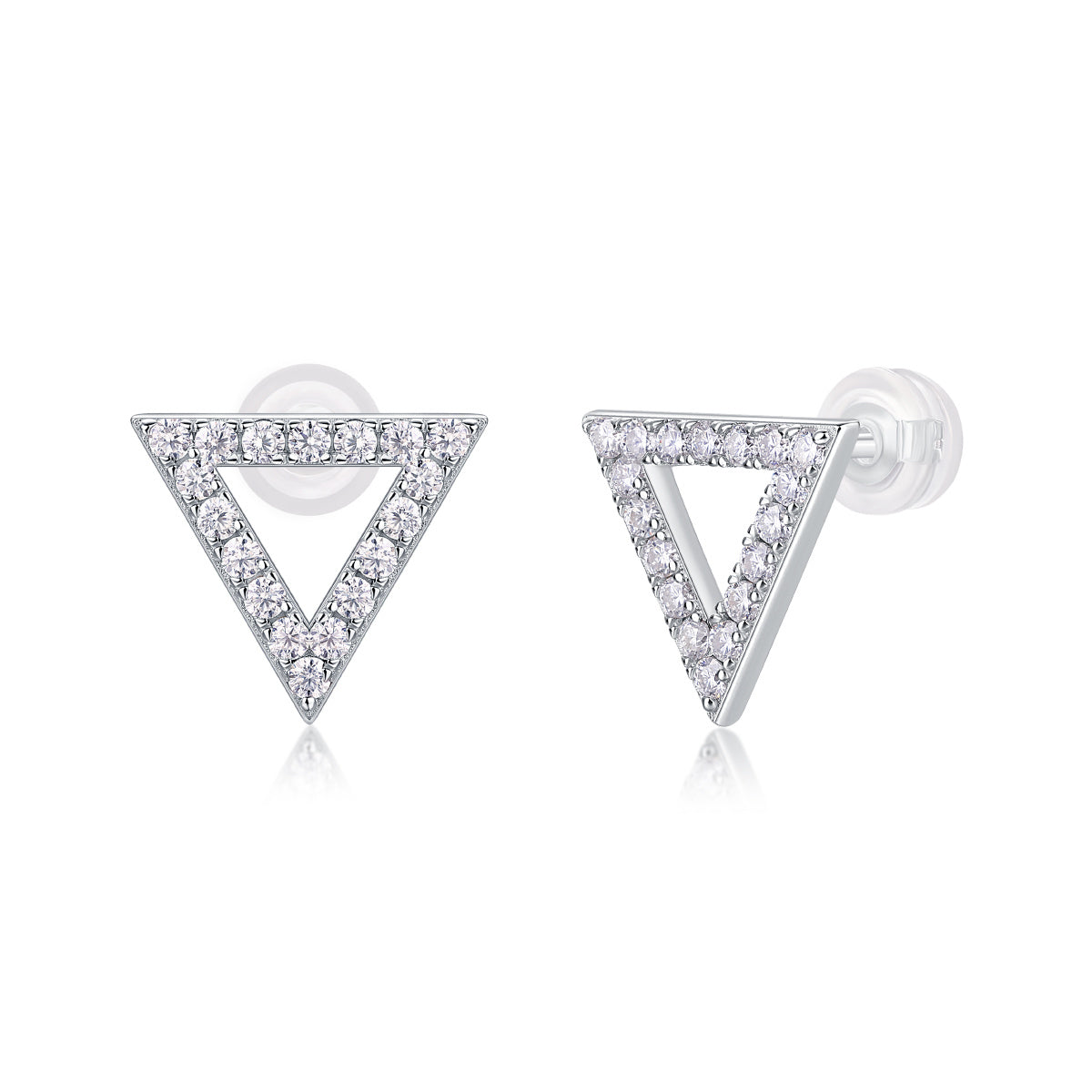 Ascendant Pyramid Diamond Silver Earrings