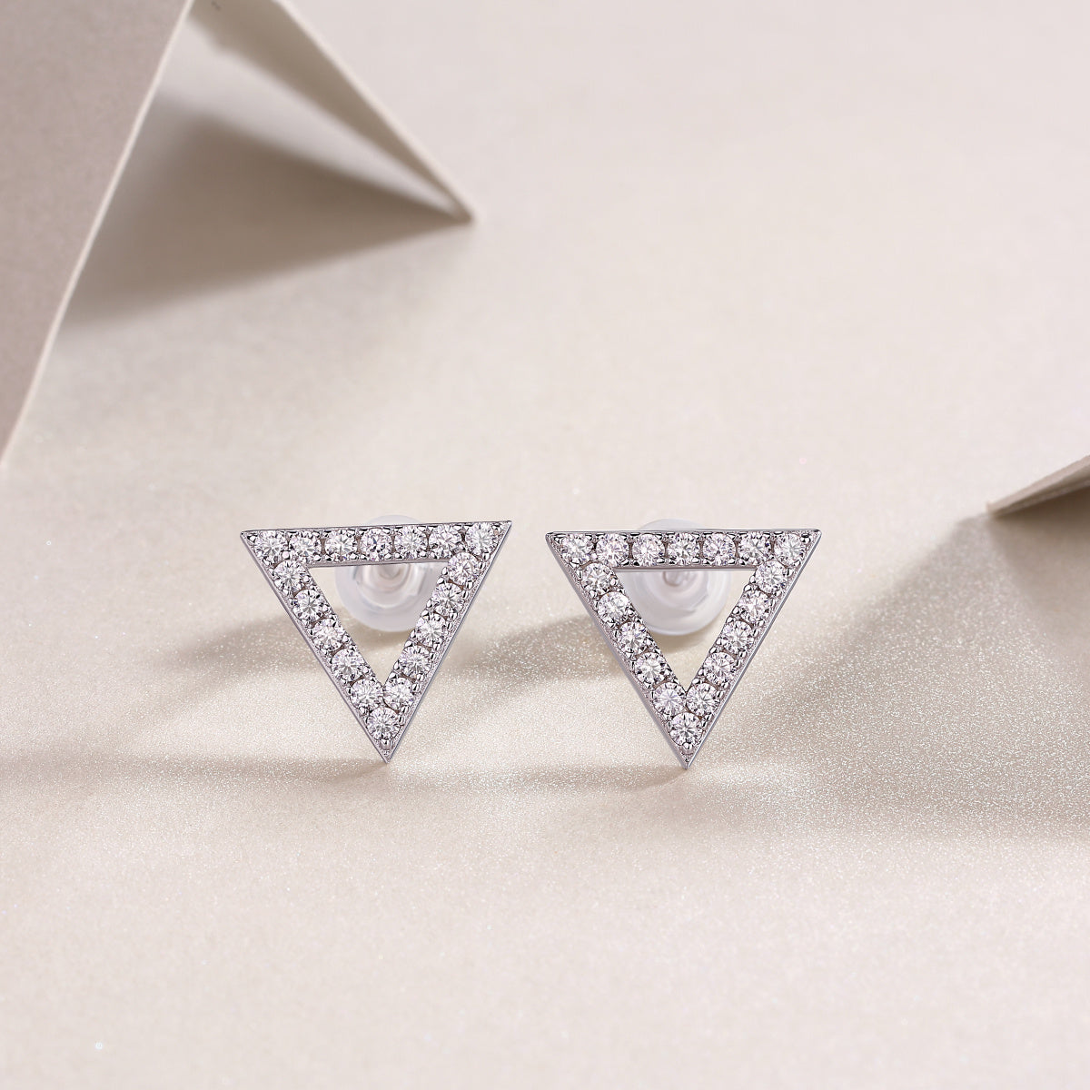 Ascendant Pyramid Diamond Silver Earrings