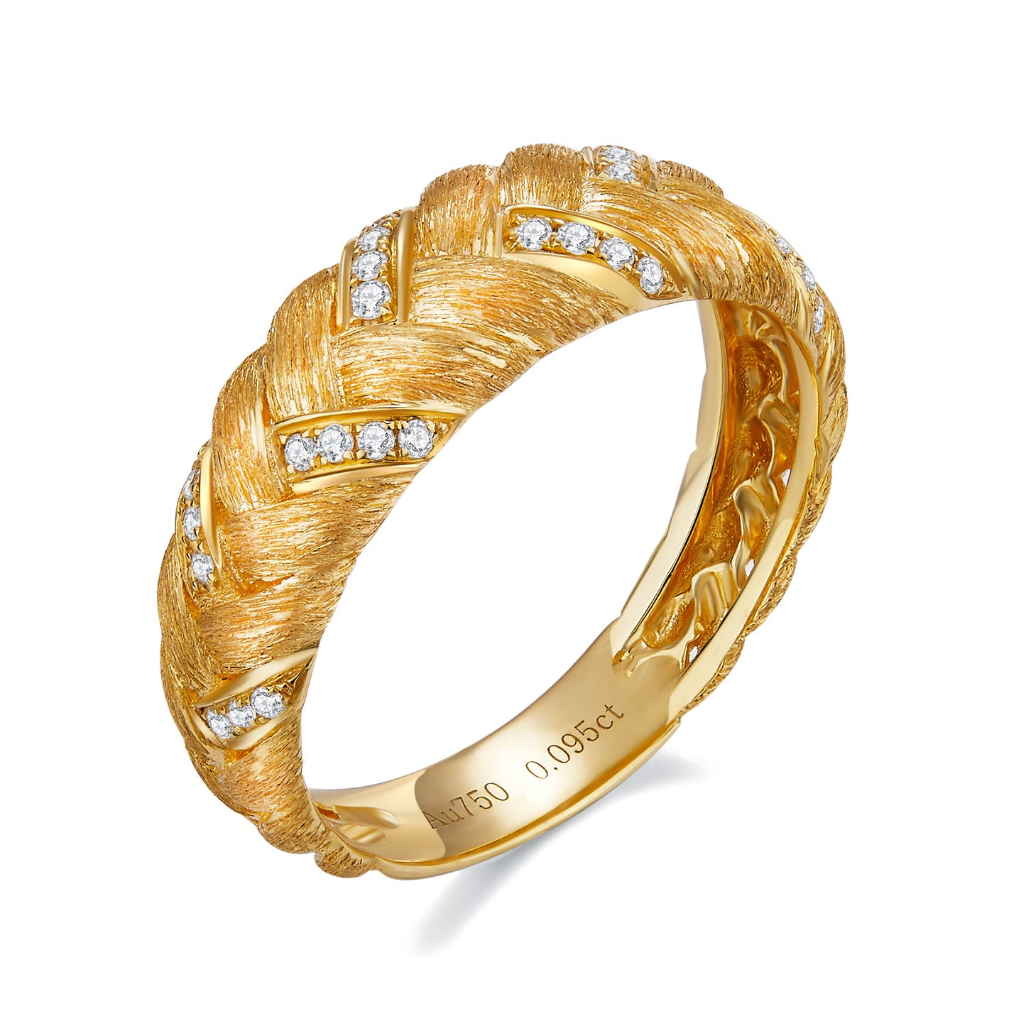 Braided Elegance Diamond Brushed Ring