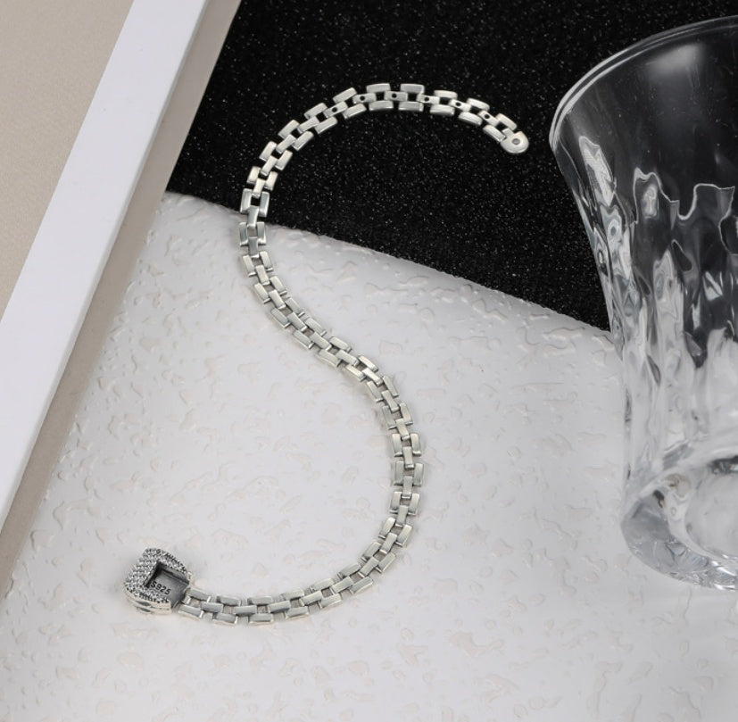 Crown Buckle Diamond Silver Bracelet