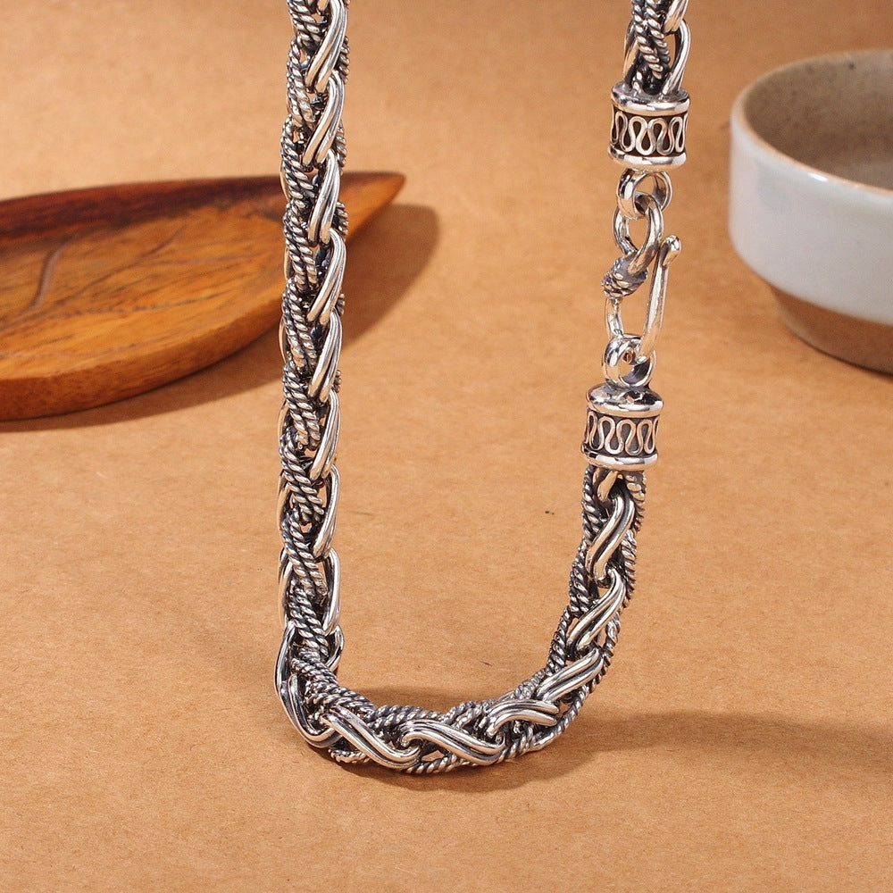 Titans Braid Handmade Silver Rope Necklace