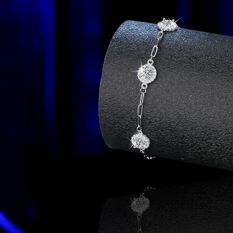 Triple Glow Silver Diamond Bracelet