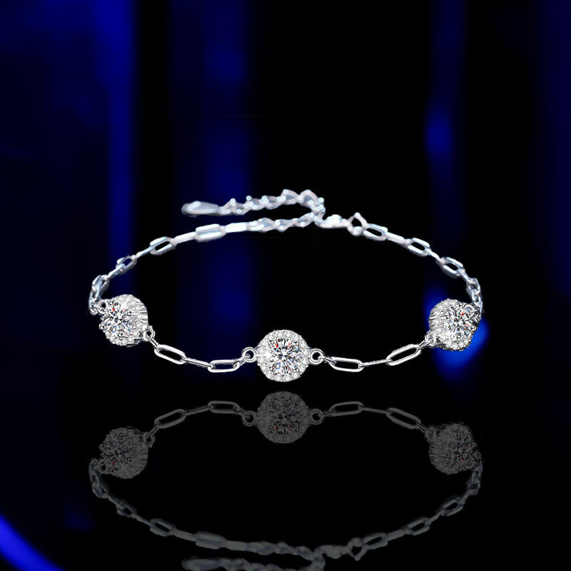Triple Glow Silver Diamond Bracelet