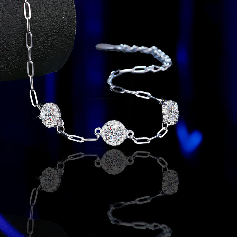 Triple Glow Silver Diamond Bracelet