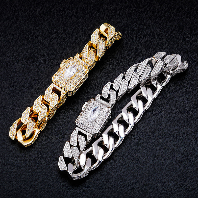 Regal Spark Buckle Chain Full Zircon Diamond Bracelet