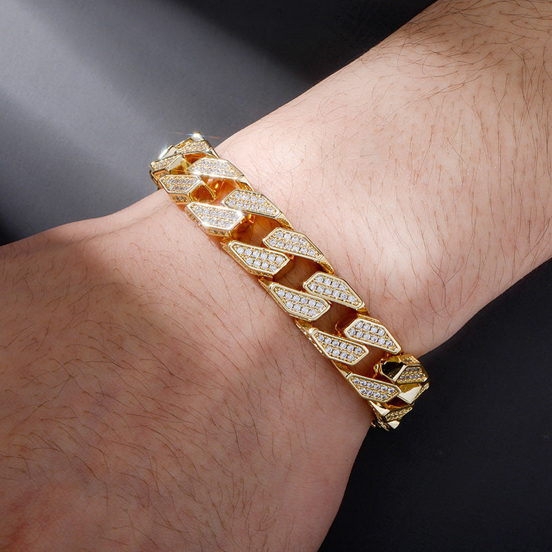 Regal Spark Buckle Chain Full Zircon Diamond Bracelet