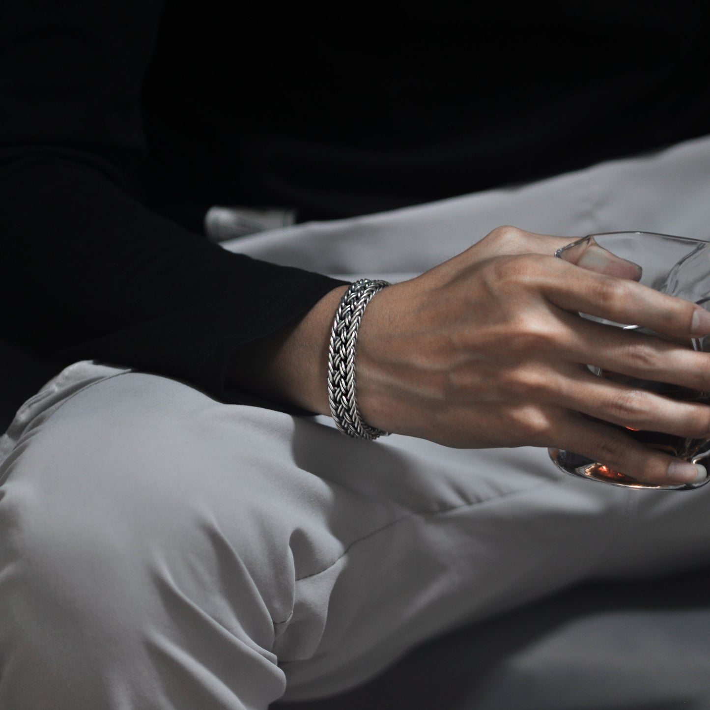 Imperator's Fortitude Woven Handmade Silver Bracelet