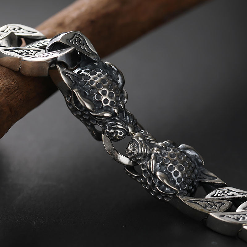 Pharaohs Leopard Silver Head Bracelet