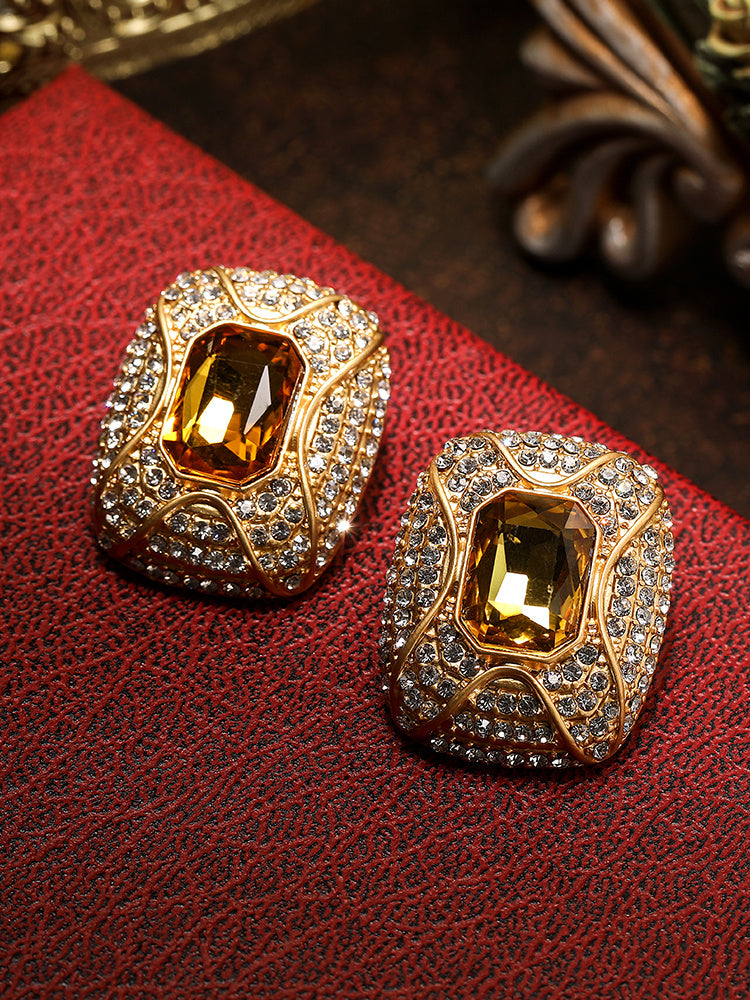 Everlasting Elegance Citrine Zircon Diamond Earrings