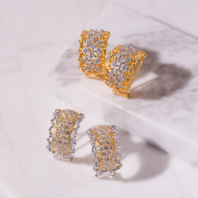 Empress Gold Lace Diamond Earrings