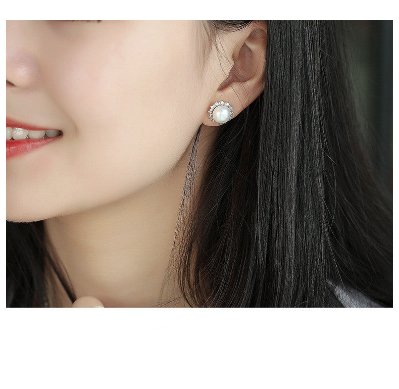 Aphrodite Freshwater Pearl Diamond Earrings