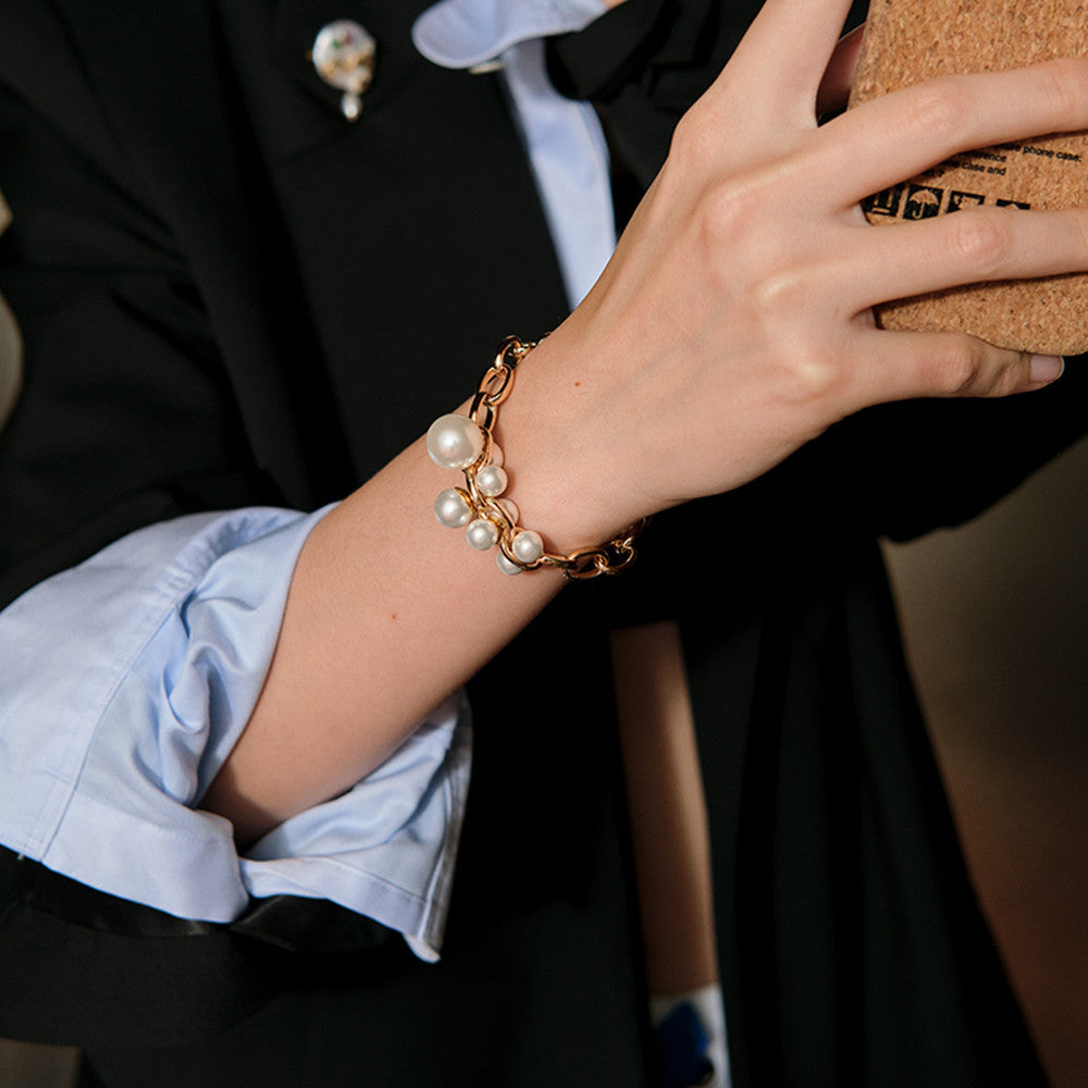 Champagne Pearl Chain Bracelet