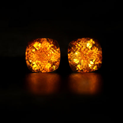 Golden Amethyst Crystal Stud Earrings
