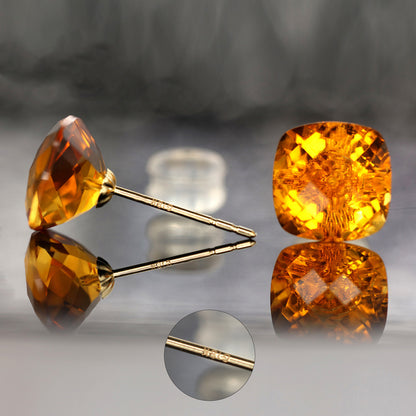 Golden Amethyst Crystal Stud Earrings