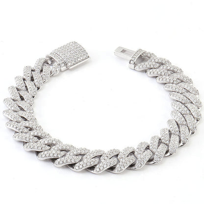 Diamond Blaze Silver Buckle Chain Bracelet