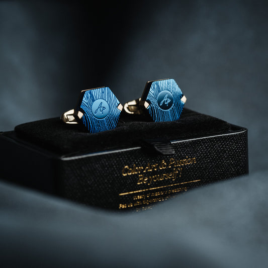 Bold Elegance - blue & gold Cufflinks