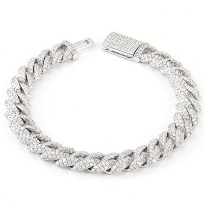Diamond Blaze Silver Buckle Chain Bracelet