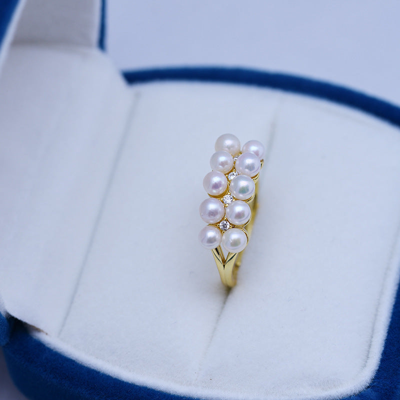 Pearl Double Row Adjustable Ring