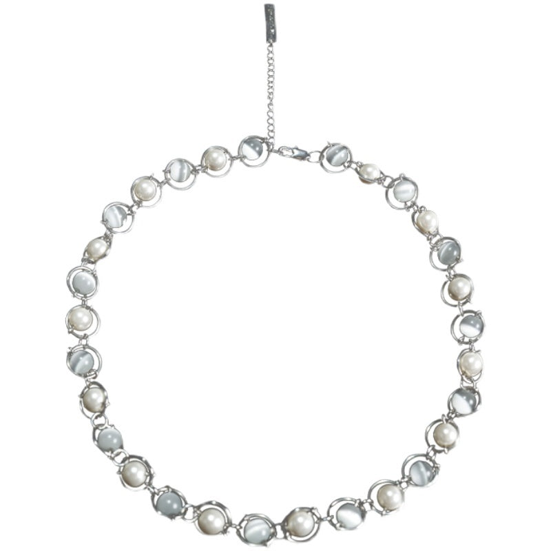 Saturn's Orbit Pearl Necklace