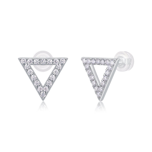 Ascendant Pyramid Diamond Silver Earrings