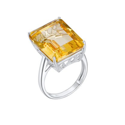Natural Topaz Ring Sterling Silver Brilliance with a 20-Carat Crystal