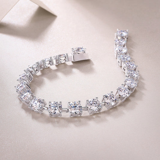 Stellar Radiance Diamond Silver Bracelet