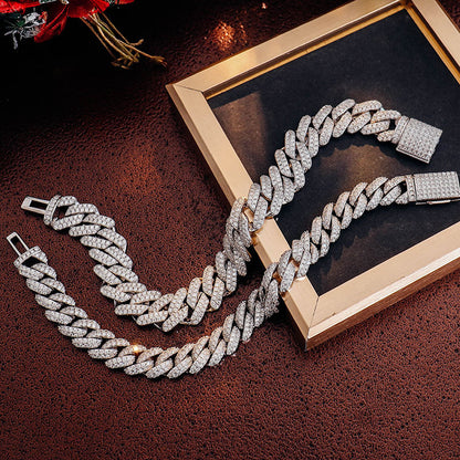 Diamond Blaze Silver Buckle Chain Bracelet