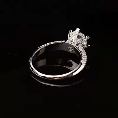 Crowned Platinum Moissanite Diamond Half Wall Ring