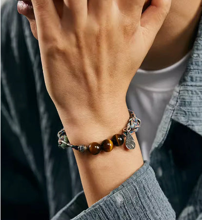 Handwoven Tiger's Eye Silver bracelet
