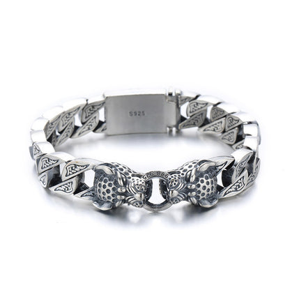 Pharaohs Leopard Silver Head Bracelet