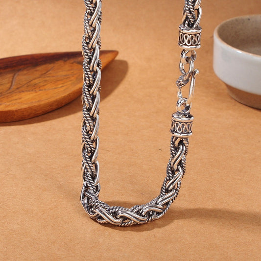 Titans Braid Handmade Silver Rope Necklace