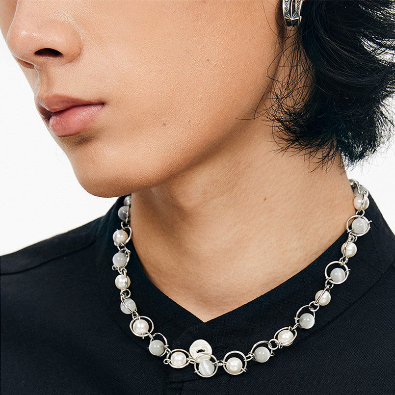 Saturn's Orbit Pearl Necklace
