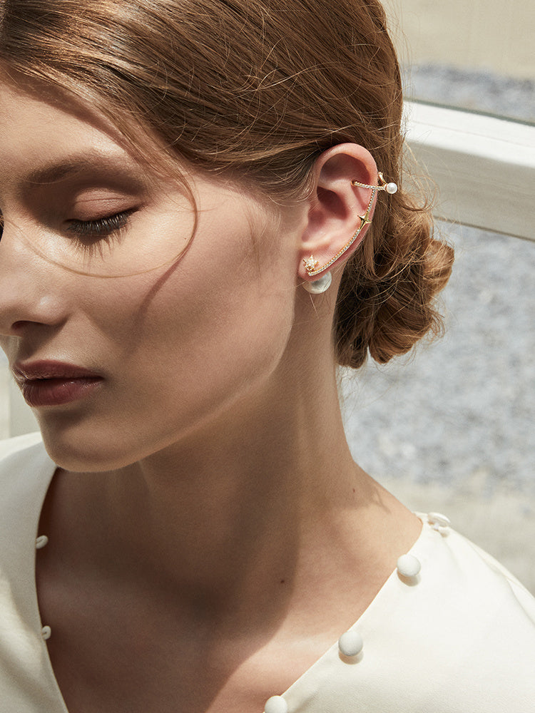 Golden Spotlight High-end single earring