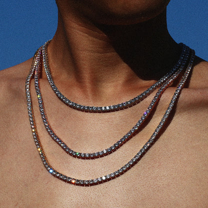 Radiant Row Silver Moissanite Necklace