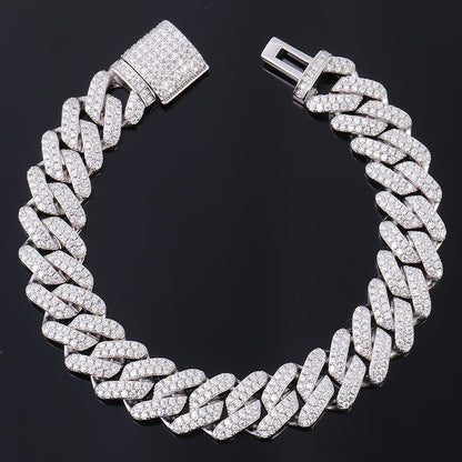 Diamond Blaze Silver Buckle Chain Bracelet