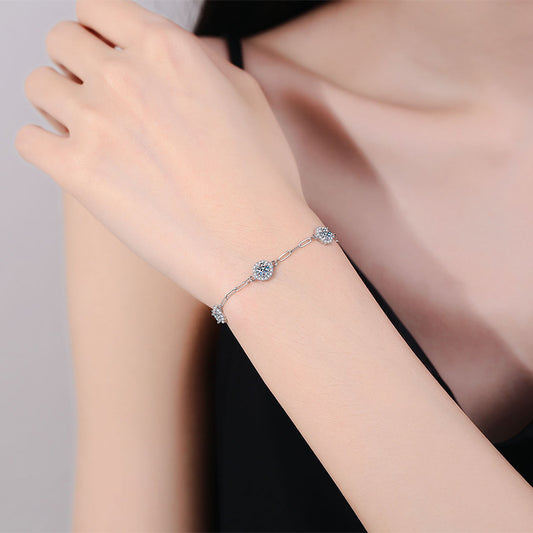 Triple Glow Silver Diamond Bracelet