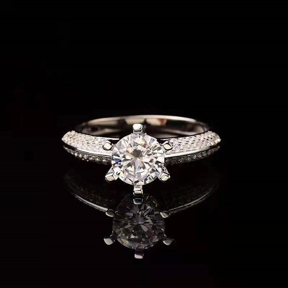 Crowned Platinum Moissanite Diamond Half Wall Ring