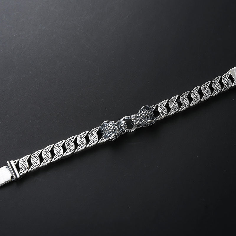 Pharaohs Leopard Silver Head Bracelet