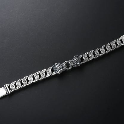 Pharaohs Leopard Silver Head Bracelet