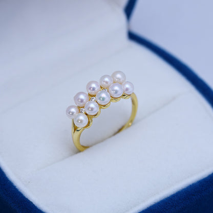 Pearl Double Row Adjustable Ring